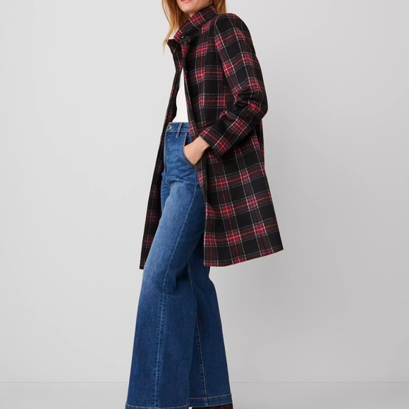 Ann Taylor Funnel Neck Plaid Coat Size Large NWT - Picture 5 of 5